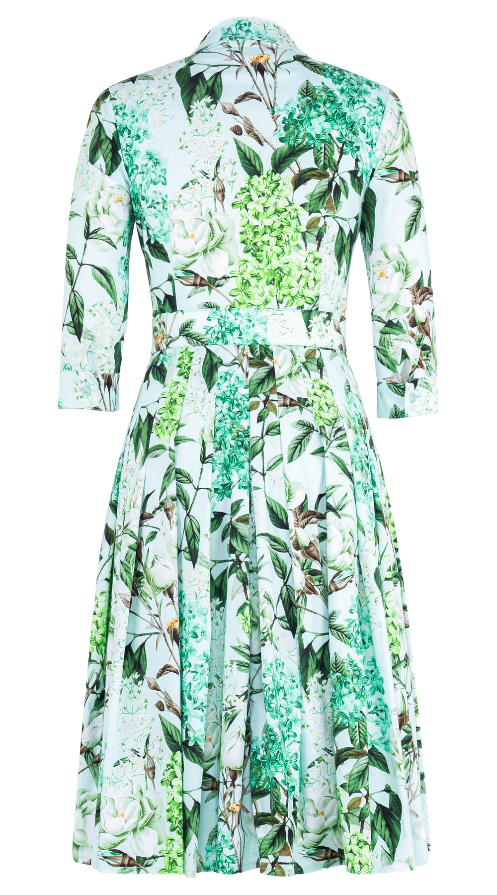 Audrey Dress #4 Shirt Collar 3/4 Sleeve Long Length Cotton Stretch (Lilac Heaven Pastel) @XS-XL