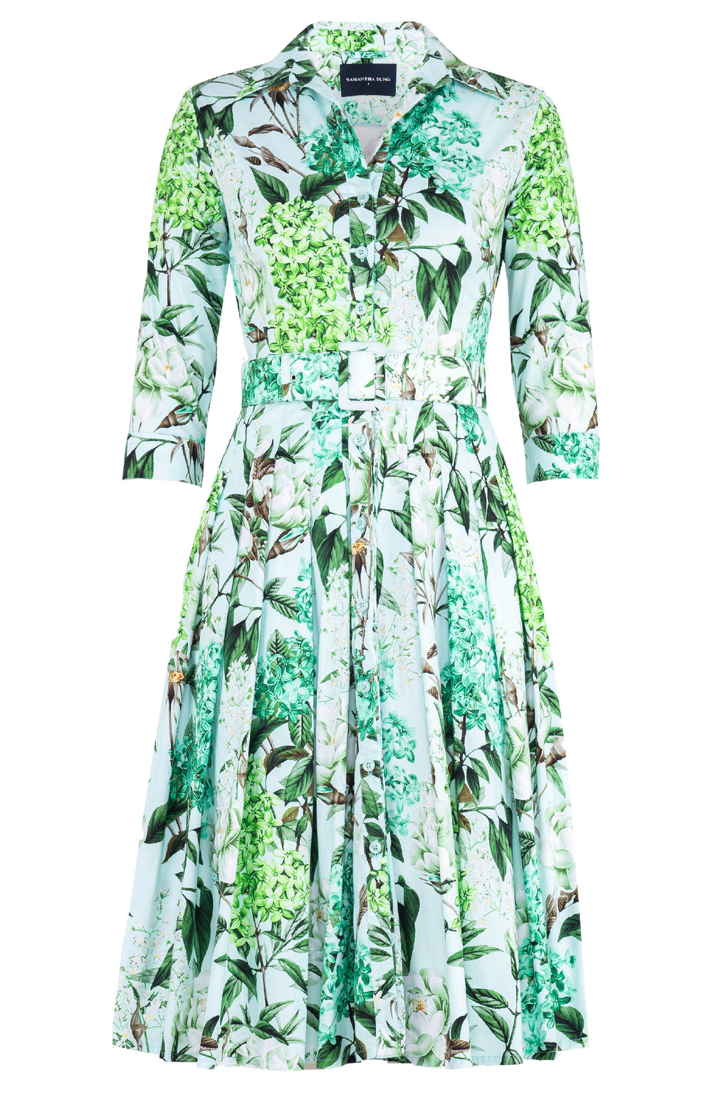 Audrey Dress #4 Shirt Collar 3/4 Sleeve Long Length Cotton Stretch (Lilac Heaven Pastel) @XS-XL