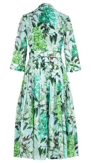 Audrey Dress #4 Shirt Collar 3/4 Sleeve Midi Length Cotton Musola (Lilac Heaven Pastel)