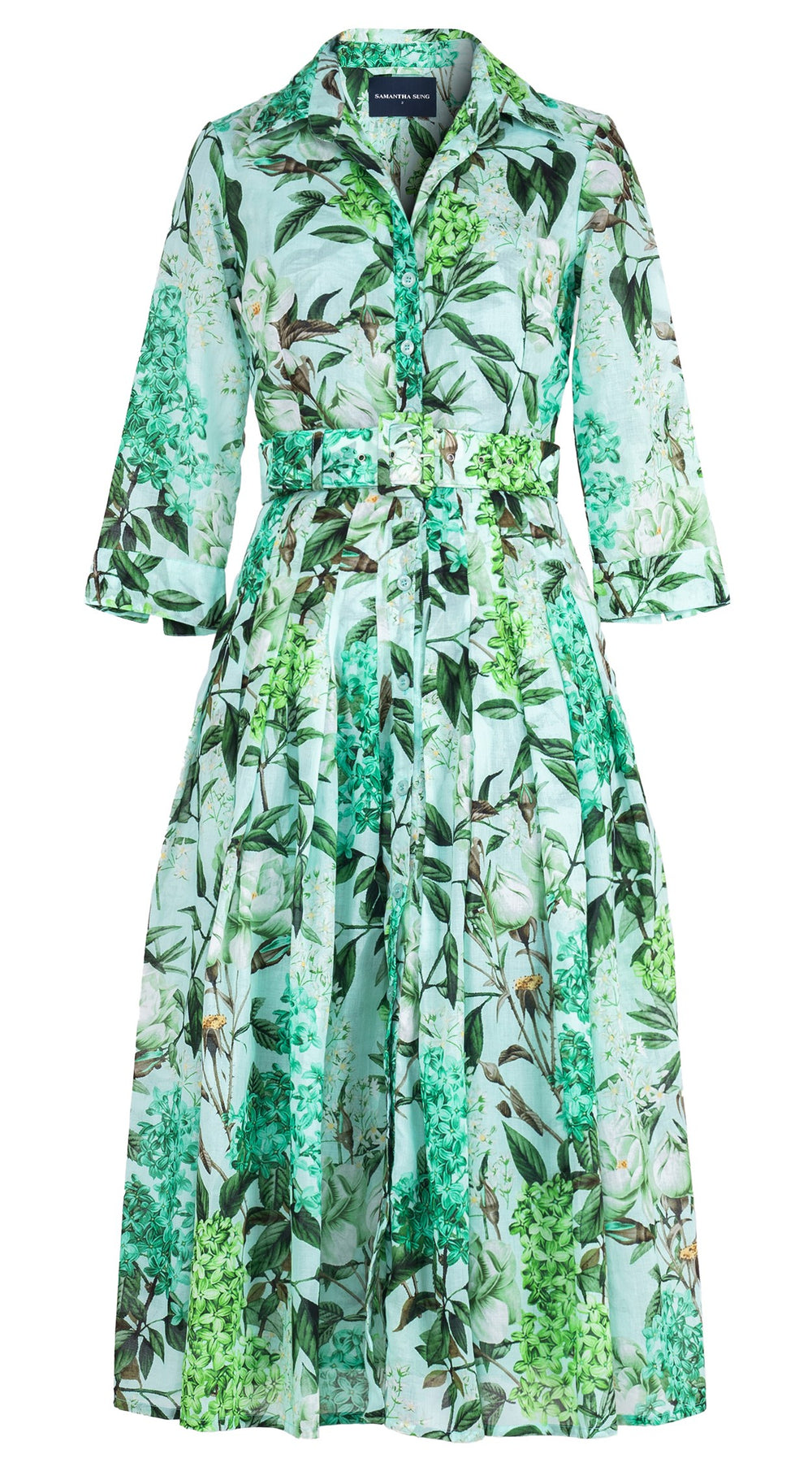 Audrey Dress #4 Shirt Collar 3/4 Sleeve Midi Length Cotton Musola (Lilac Heaven Pastel)