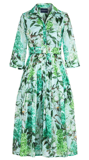 Audrey Dress #4 Shirt Collar 3/4 Sleeve Midi Length Cotton Musola (Lilac Heaven Pastel)
