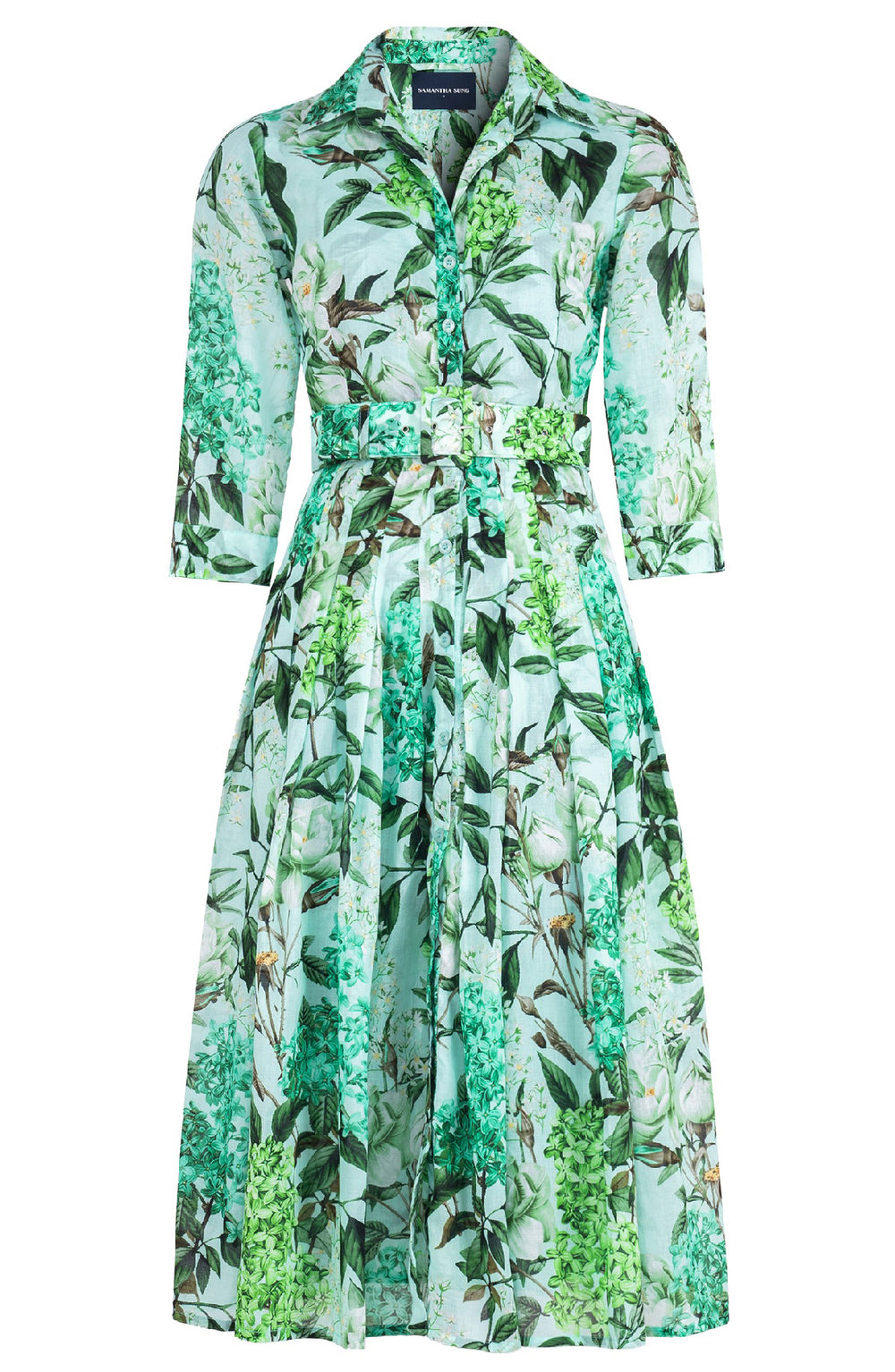 Audrey Dress #4 Shirt Collar 3/4 Sleeve Midi Length Cotton Musola (Lilac Heaven Pastel)