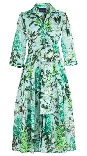 Audrey Dress #4 Shirt Collar 3/4 Sleeve Midi Length Cotton Musola (Lilac Heaven Pastel)
