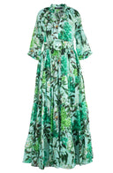 Eva Dress Crew Neck 3/4 Sleeve Maxi Length Cotton Musola (Lilac Heaven Pastel)