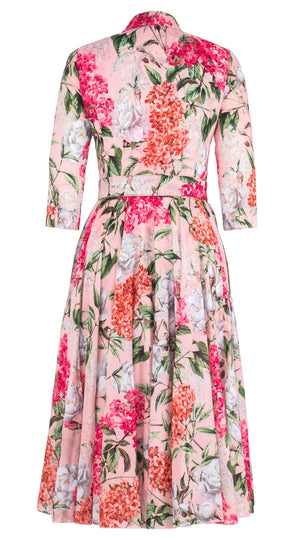 Aster Dress Shirt Collar 3/4 Sleeve Midi Length Cotton Musola (Lilac Heaven Pastel)