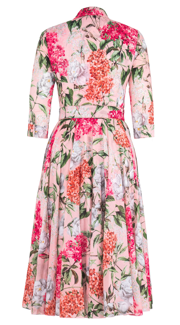 Aster Dress Shirt Collar 3/4 Sleeve Midi Length Cotton Musola (Lilac Heaven Pastel)