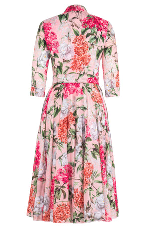 Aster Dress Shirt Collar 3/4 Sleeve Midi Length Cotton Musola (Lilac Heaven Pastel)