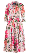 Aster Dress Shirt Collar 3/4 Sleeve Midi Length Cotton Musola (Lilac Heaven Pastel)