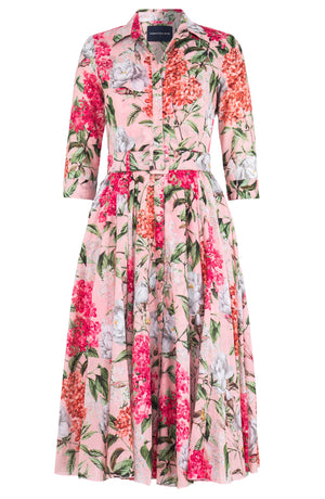 Aster Dress Shirt Collar 3/4 Sleeve Midi Length Cotton Musola (Lilac Heaven Pastel)