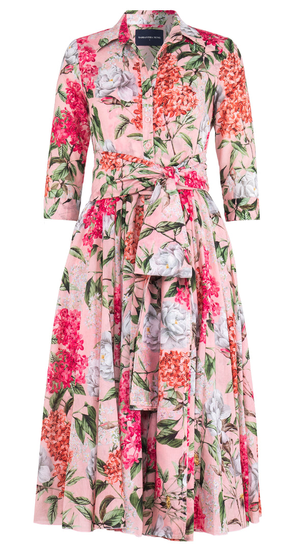 Aster Dress Shirt Collar 3/4 Sleeve Midi Length Cotton Musola (Lilac Heaven Pastel)