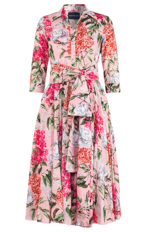 Aster Dress Shirt Collar 3/4 Sleeve Midi Length Cotton Musola (Lilac Heaven Pastel)