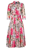 Audrey Dress #4 Shirt Collar 3/4 Sleeve Midi Length Cotton Musola (Lilac Heaven Pastel)