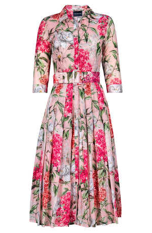 Audrey Dress #4 Shirt Collar 3/4 Sleeve Midi Length Cotton Musola (Lilac Heaven Pastel)