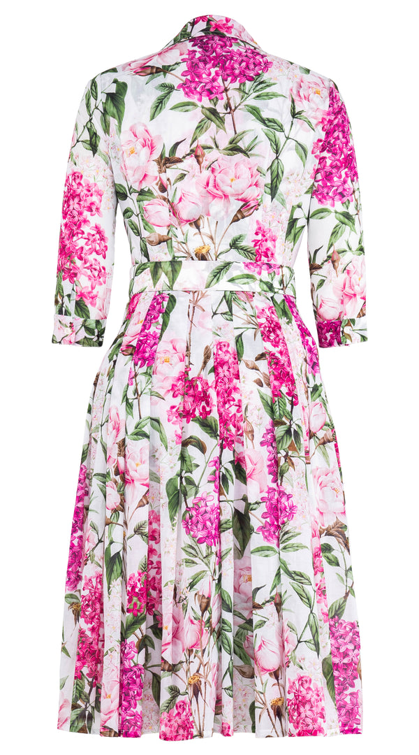 Audrey Dress #4 Shirt Collar 3/4 Sleeve Long Length Cotton Musola (Lilac Heaven Pastel)