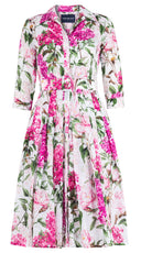 Audrey Dress #4 Shirt Collar 3/4 Sleeve Long Length Cotton Musola (Lilac Heaven Pastel)