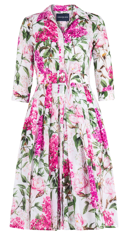 Audrey Dress #4 Shirt Collar 3/4 Sleeve Long Length Cotton Musola (Lilac Heaven Pastel)
