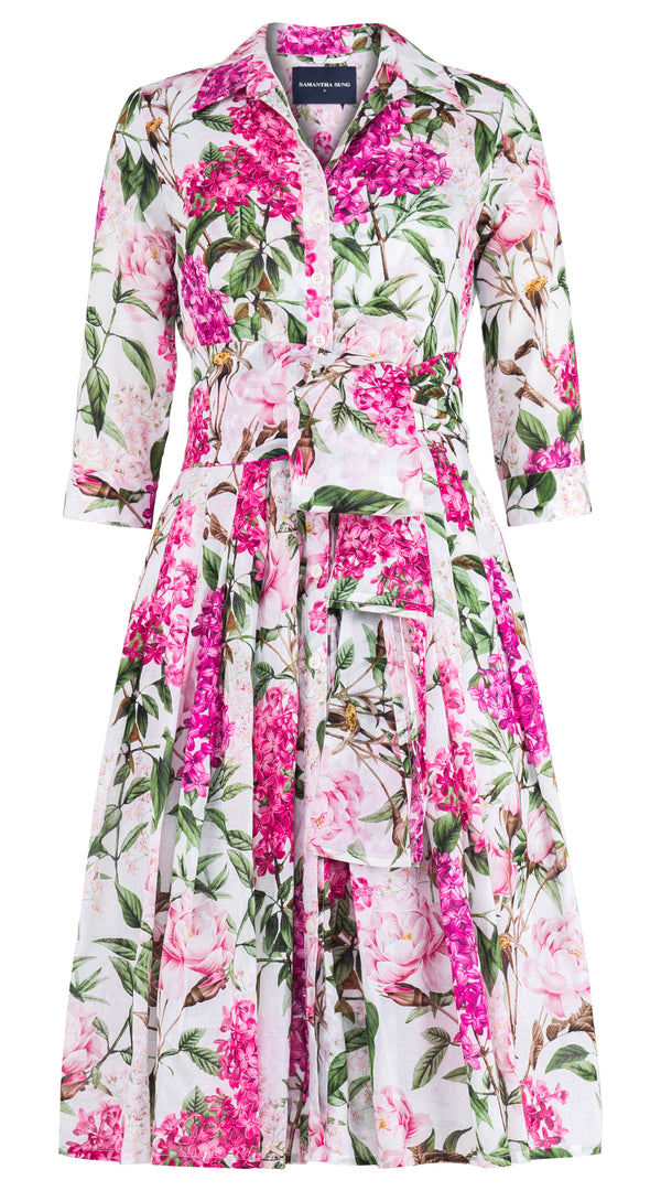 Audrey Dress #4 Shirt Collar 3/4 Sleeve Long Length Cotton Musola (Lilac Heaven Pastel)