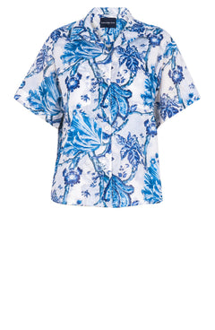 Leah Shirt Silk Twill (Lillie Toile White)