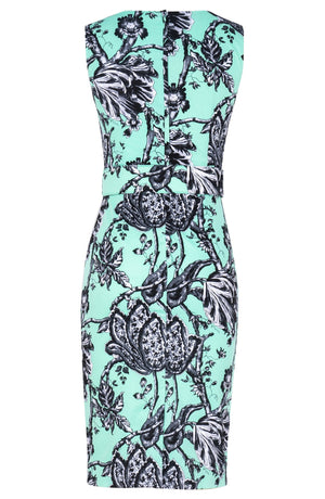 Celine Dress High Boat Neck Sleeveless Regular Length Cotton Dobby Stretch (Lillie Toile Black)
