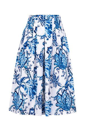 Zelda Skirt Long Length Cotton Stretch (Lillie Toile White)