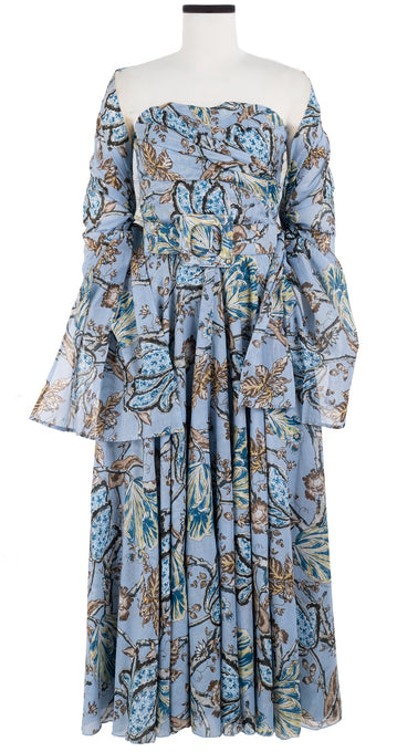Carol Dress Tube Strapless with Hamilton Belt Midi Plus Length Cotton Musola (Lillie Toile)