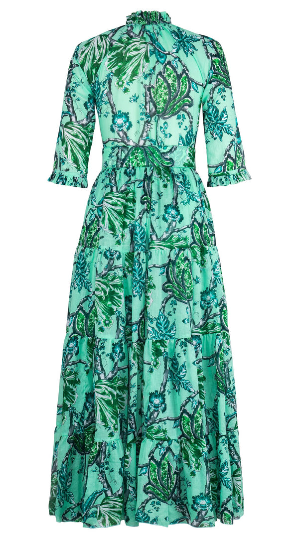 Eden Dress Crew Neck 3/4 Sleeve Maxi Length Cotton Musola (Lillie Toile Pastel)