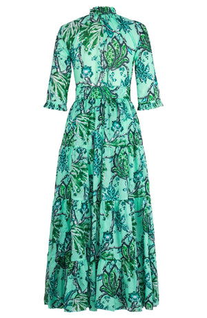 Eden Dress Crew Neck 3/4 Sleeve Maxi Length Cotton Musola (Lillie Toile Pastel)
