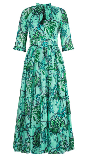 Eden Dress Crew Neck 3/4 Sleeve Maxi Length Cotton Musola (Lillie Toile Pastel)