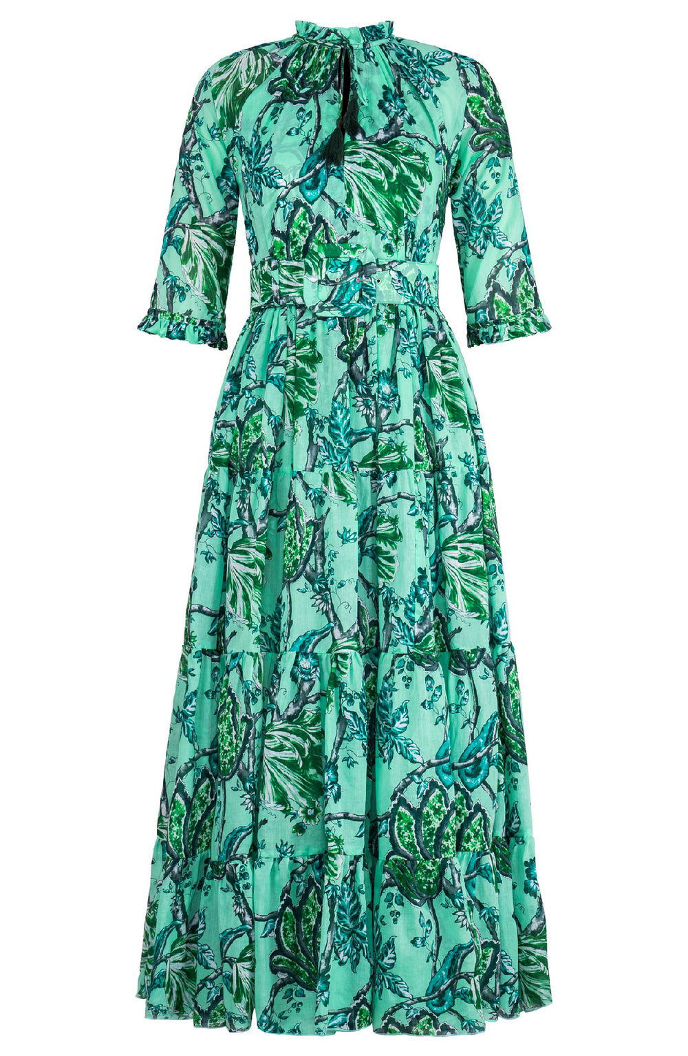 Eden Dress Crew Neck 3/4 Sleeve Maxi Length Cotton Musola (Lillie Toile Pastel)