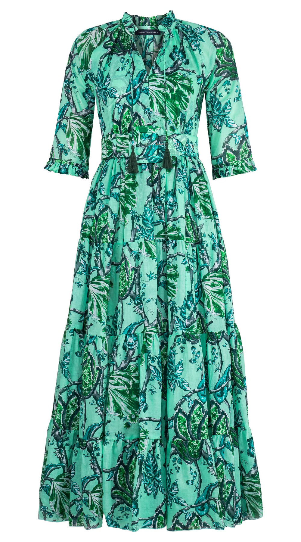 Eden Dress Crew Neck 3/4 Sleeve Maxi Length Cotton Musola (Lillie Toile Pastel)