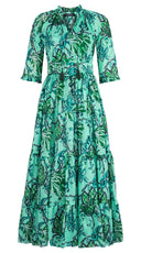 Eden Dress Crew Neck 3/4 Sleeve Maxi Length Cotton Musola (Lillie Toile Pastel)