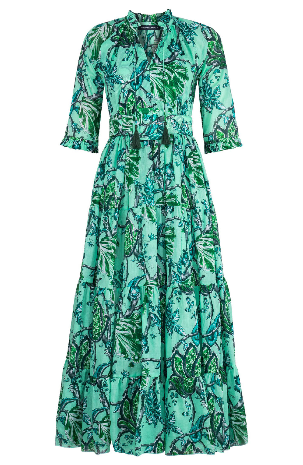 Eden Dress Crew Neck 3/4 Sleeve Maxi Length Cotton Musola (Lillie Toile Pastel)