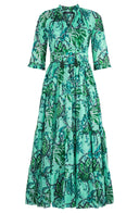 Eden Dress Crew Neck 3/4 Sleeve Maxi Length Cotton Musola (Lillie Toile Pastel)