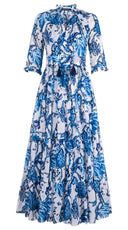 Eva Dress Crew Neck 3/4 Sleeve Maxi Length Cotton Musola (Lillie Toile White)