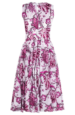 Aster Dress Crew Neck Sleeveless Midi Length Cotton Musola (Lillie Toile White)