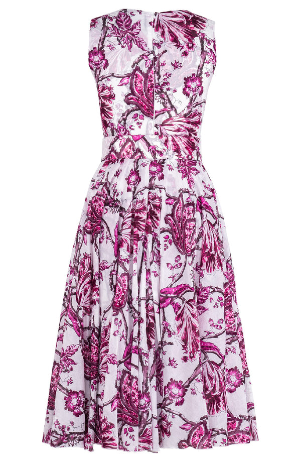 Aster Dress Crew Neck Sleeveless Midi Length Cotton Musola (Lillie Toile White)