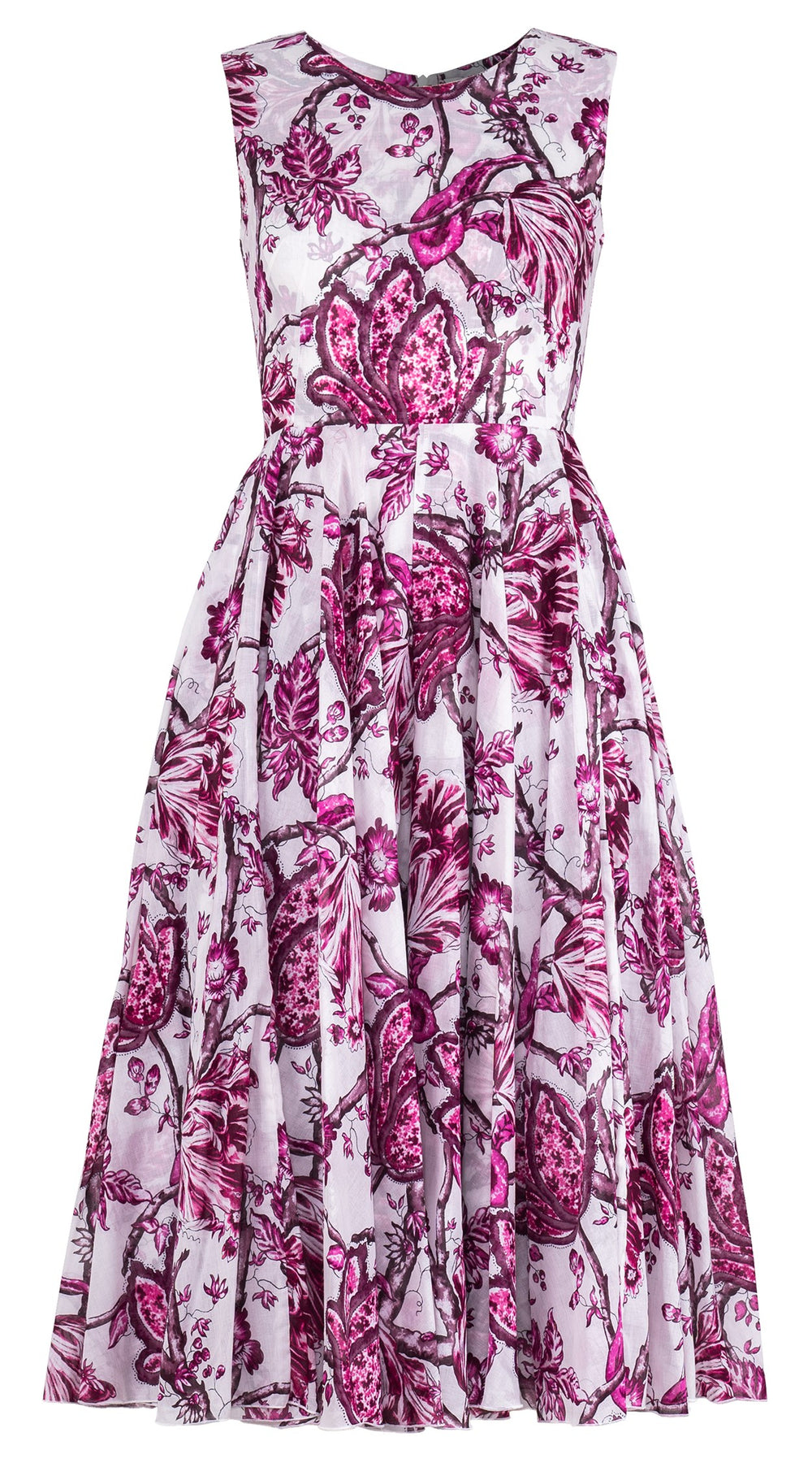 Aster Dress Crew Neck Sleeveless Midi Length Ramie (Lillie Toile White)