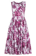 Aster Dress Crew Neck Sleeveless Midi Length Cotton Musola (Lillie Toile White)