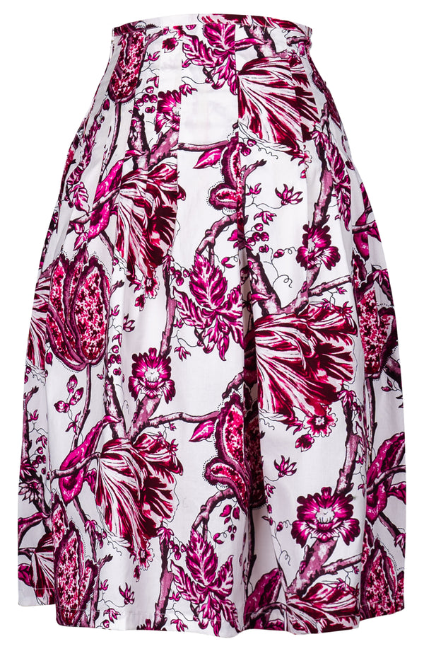 Zelda Skirt Long Length Cotton Stretch (Lillie Toile White)