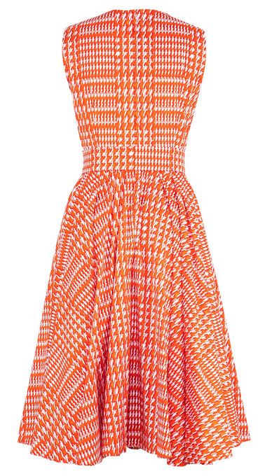 Abelia Dress Crew Neck Sleeveless Long Length Cotton Stretch (Linen Glenplaid Solid)
