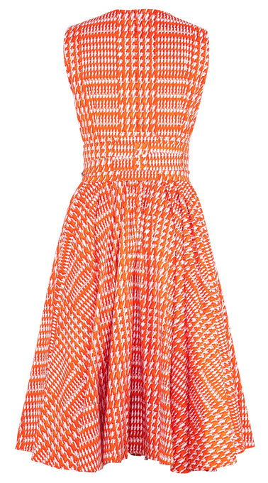 Abelia Dress Crew Neck Sleeveless Long Length Cotton Stretch (Linen Glenplaid Solid)
