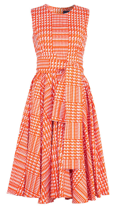 Abelia Dress Crew Neck Sleeveless Long Length Cotton Stretch (Linen Glenplaid Solid)