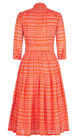 Audrey Dress #4 Shirt Collar 3/4 Sleeve Midi Length Cotton Musola (Linen Glenplaid Solid)