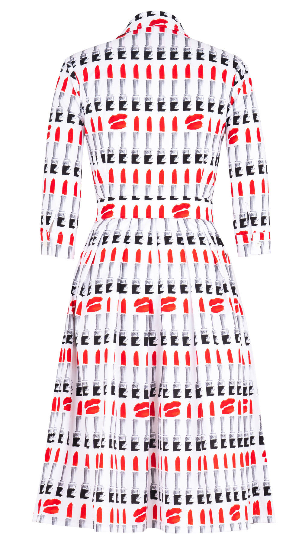 Audrey Dress #4 Shirt Collar 3_4 Sleeve Long Musola (Lipstic Rouge White) @5