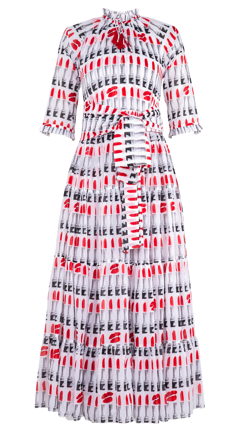 Eva Dress Crew Neck 3/4 Sleeve Maxi Musola (Lipstic Rouge) @4