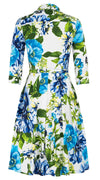 Audrey Dress #1 Shirt Collar 3/4 Sleeve Regular Length Cotton Stretch (Los Cabos Flower)