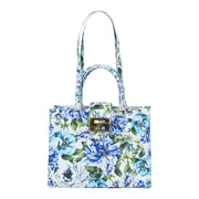 Audrey Tote_Medium_Los Cabos Flower_White Blue