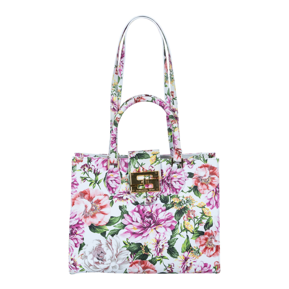 Audrey Tote_Medium_Los Cabos Flower_White Pink