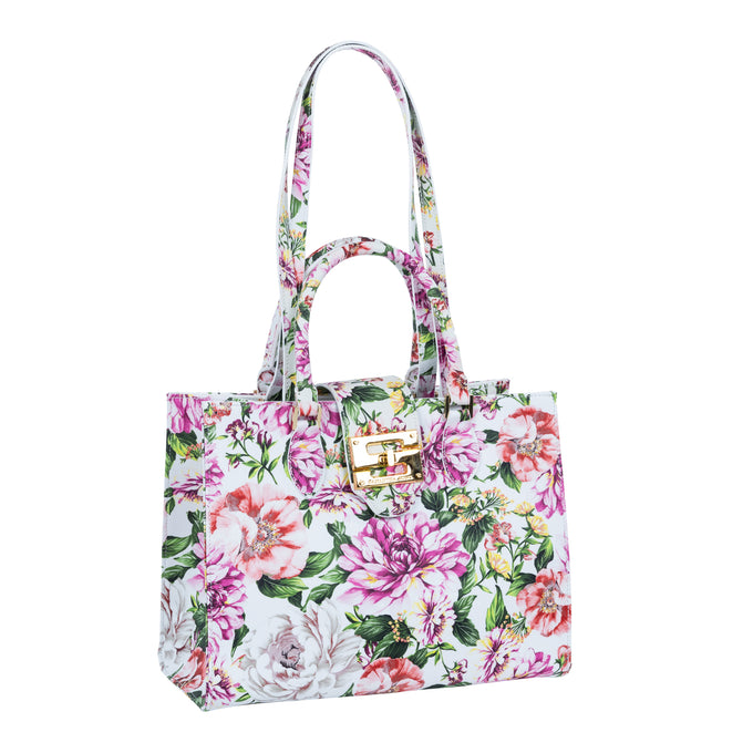 Audrey Tote_Medium_Los Cabos Flower_White Pink