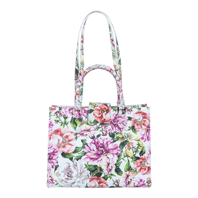 Audrey Tote_Medium_Los Cabos Flower_White Pink